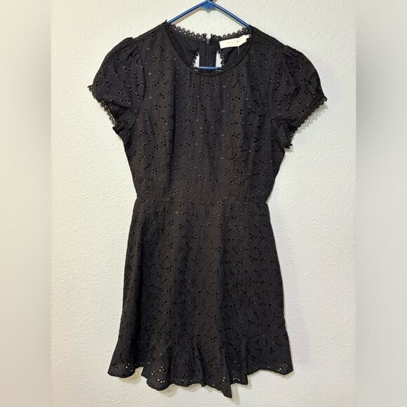 ASTR the Label NWT Maxie Lattice Back Eyelet Mini Dress Navy/Black L - Picture 4 of 8